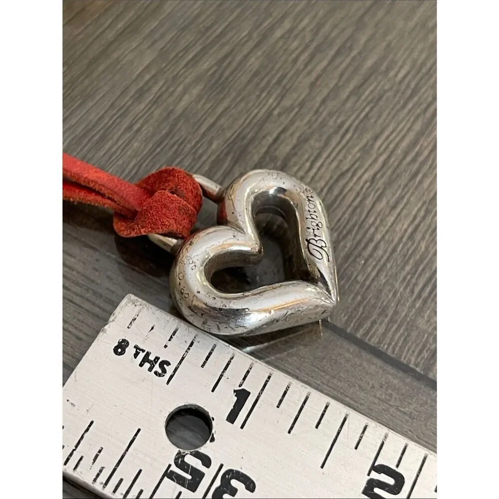 Brighton Replacement Heart Fob Hang Tag Red Leather - Silver-tone Heart